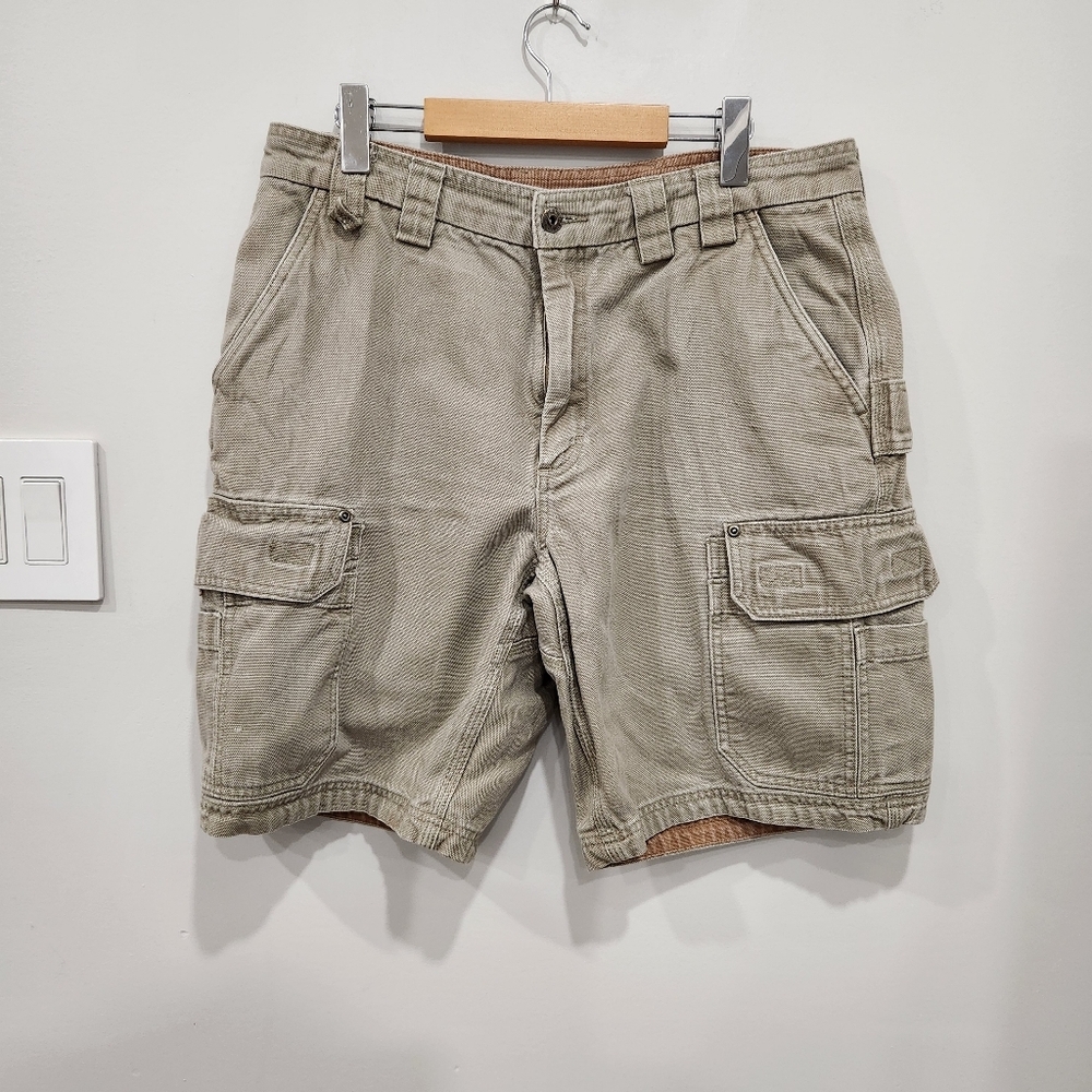 Vintage Duluth Trading Co Canvas Cargo Shorts Men's Tag 36 Fits 34 Beige